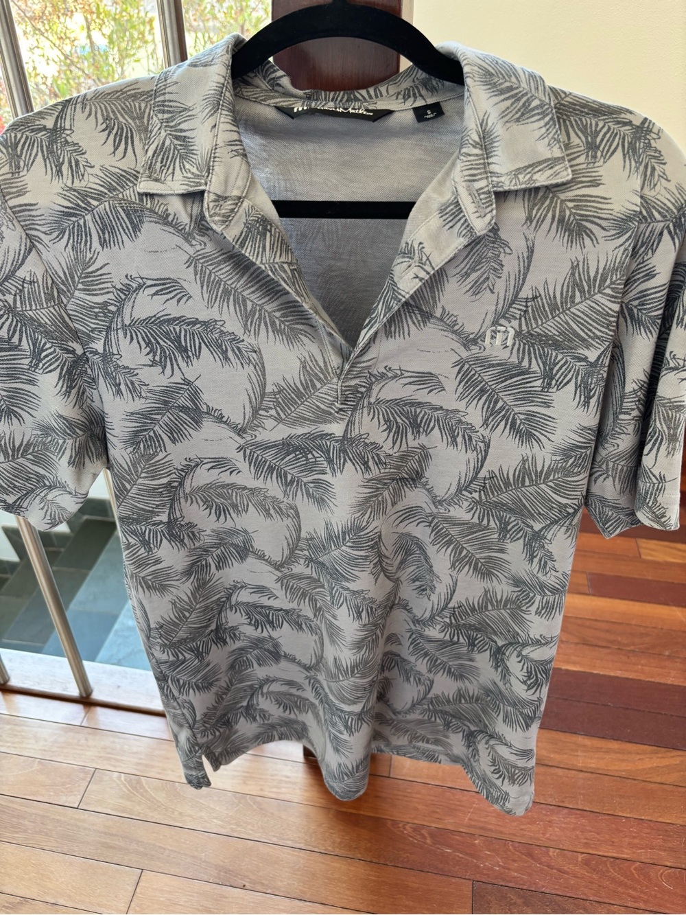 Travis Mathew Gray Palm-Print Polo